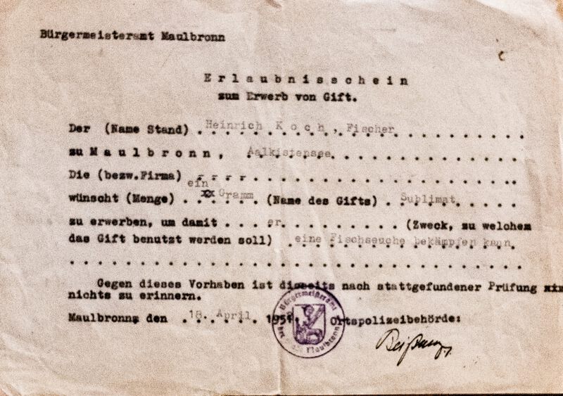 Datei:GHV Apotheke-Giftschein 1954 Erlaubnisschein.JPG